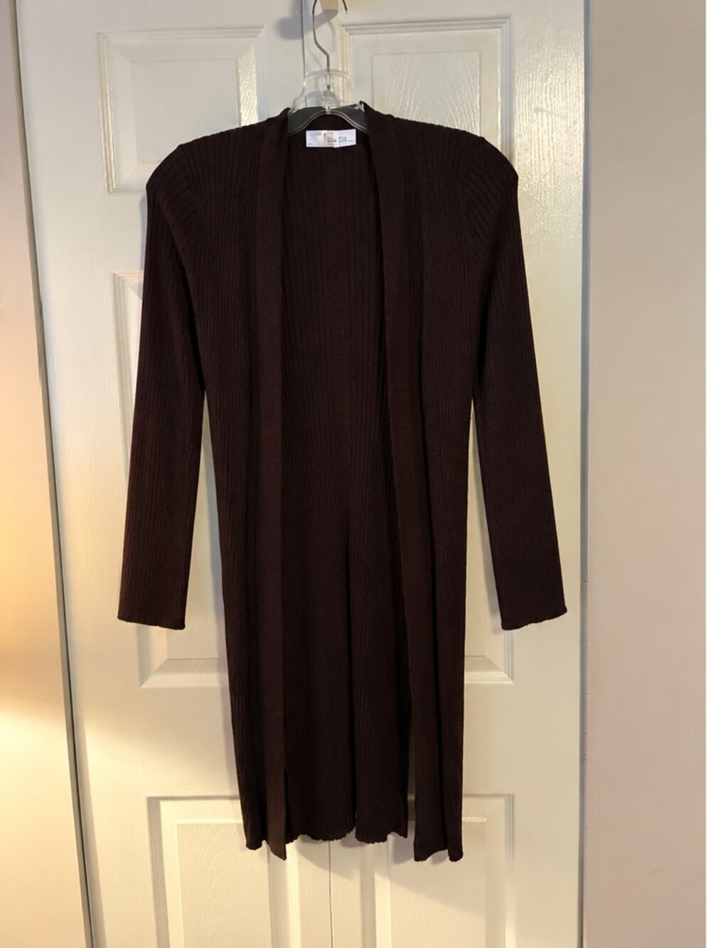 NWT Size S Time and Tru Chocolate Brown Pointelle Rib Duster Cardigan